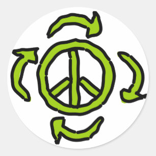Peace in Green Classic Round Sticker