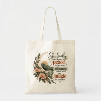 Peace In Her Heart Magic In Her Eyes Boho Floral Tote Bag