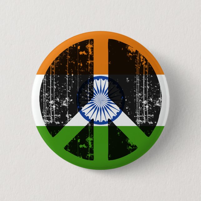 Peace In India 2 Inch Round Button (Front)