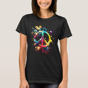 Peace in the universe colourful peace sign with pa T-Shirt