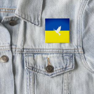 Peace in the world Ukrainian flag  Button
