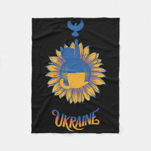 Peace In Ukraine Dove And Cat Stand With Ukraine Z Fleece Blanket