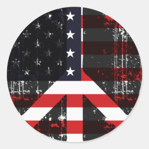 Peace In Usa Classic Round Sticker