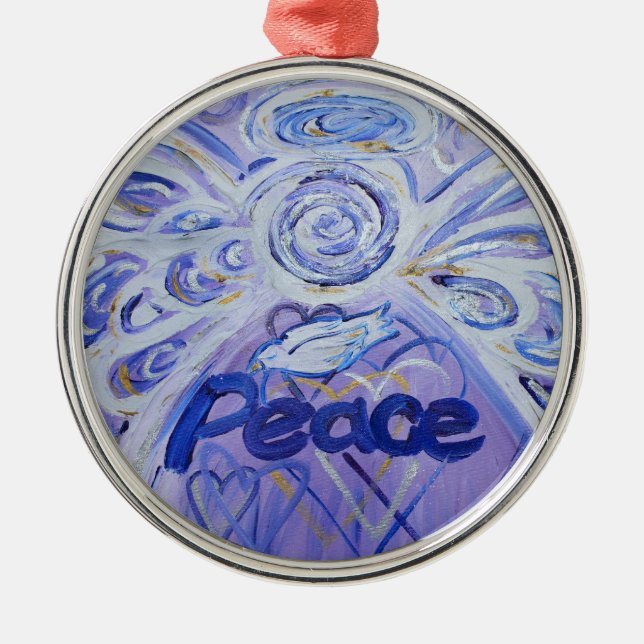 Peace Inspirational Angel Word Ornament (Front)