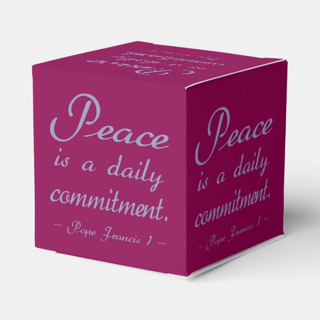 Peace Is A Daily Commitment Quote Favor Box (Back Side)