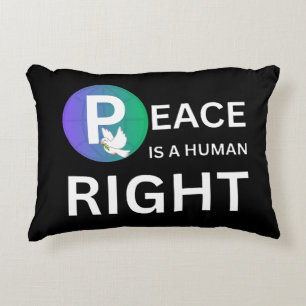 Peace Is a Human Right Dove and Earth Symbol Accent Pillow
