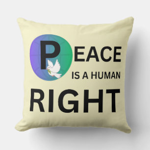 Peace Is a Human Right Dove and Earth Symbol Throw Pillow