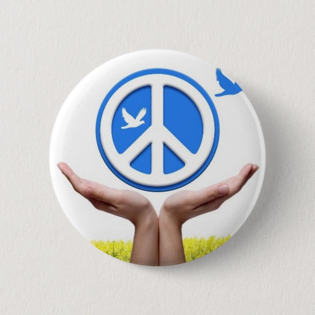 Peace is in our hands 2 inch round button (Front)