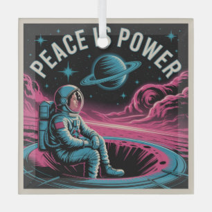 Peace Is Power Glass Ornament