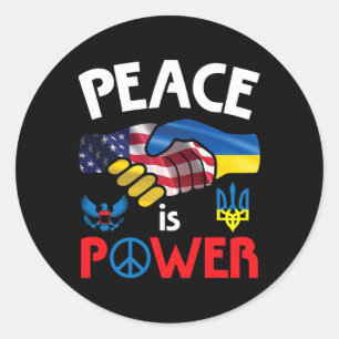 Peace Is Power Handshake Usa Ukraine Unity Togethe Classic Round Sticker