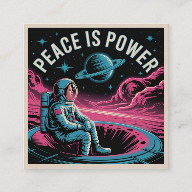 Peace Is Power Square Business Card (Front)