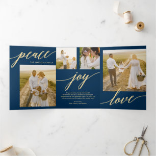 Peace Jove Love ÉDITABLE COULEUR Triple Carte de v