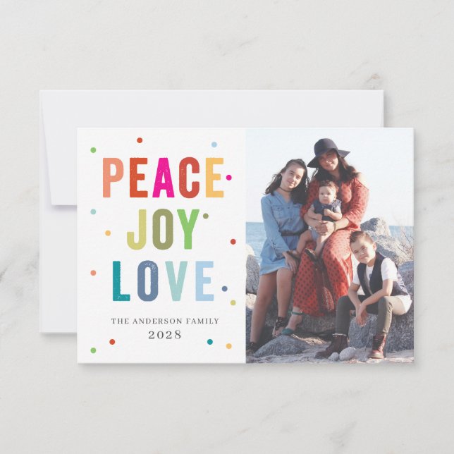 Peace Jove Love Typographie Carte photo de vacance (Devant)