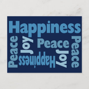 Peace,Joy and Happiness Good Will Message Holiday Postcard