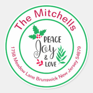 Peace Joy and Love Classic Round Sticker