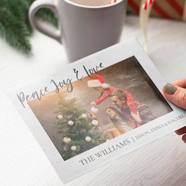 Peace joy And Love  Cute Photo Merry Christmas Holiday Card (Peace joy And Love Cute Photo Merry Christmas Holiday Card)