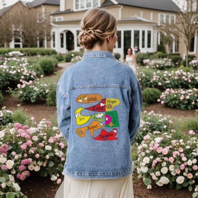 Peace,Joy and Love Denim Jacket (Wedding Back)