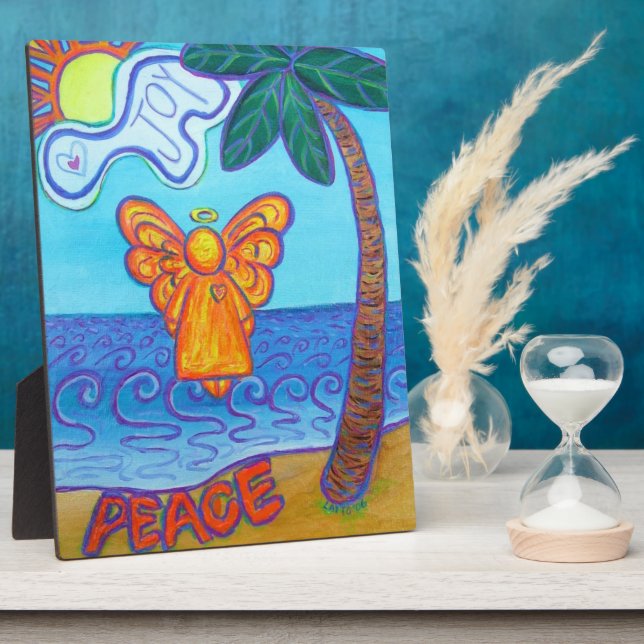 Peace Joy Beach Angel Art Painting Gift Plaque (Side)