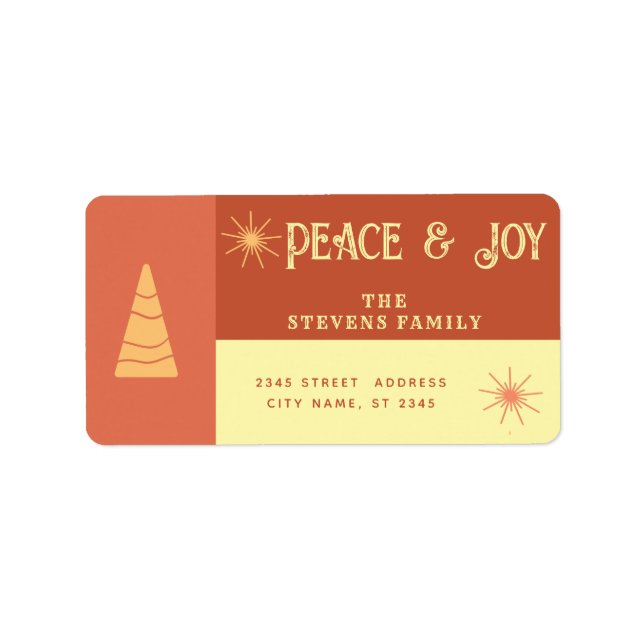 Peace & joy boho cheerful colour block holiday  label (Front)