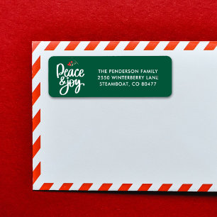 Peace Joy Christmas Holiday Custom Return Address