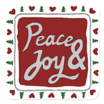 Peace & Joy Hand Lettering Holiday Stickers