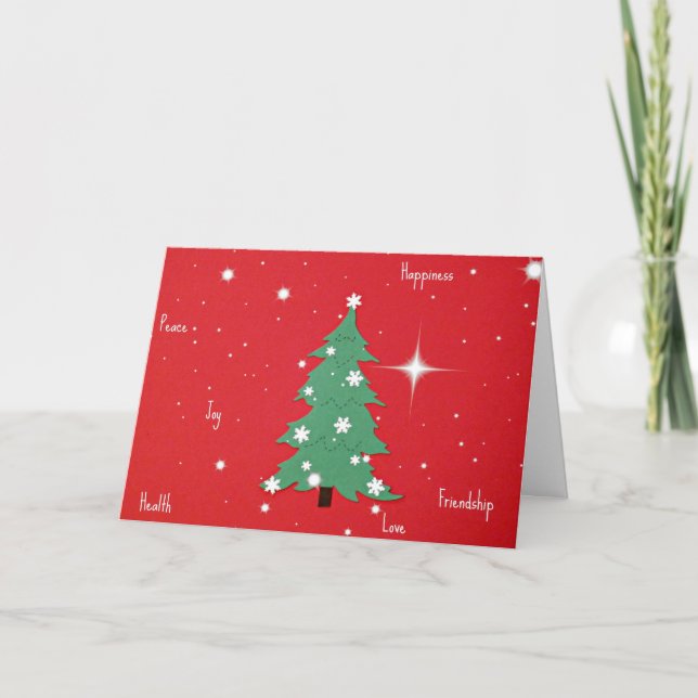 Peace, Joy, Happiness, Love...Christmas greetings Holiday Card (Front)