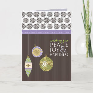 Peace Joy & Happiness Newsletter Card (purple)