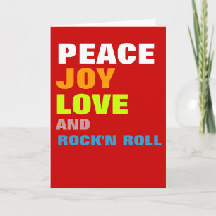 Peace joy love and rock'n roll holiday card
