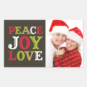 PEACE JOY LOVE block letter envelope photo label