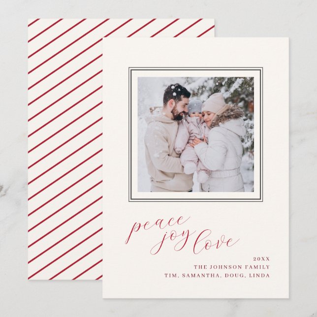 Peace Joy Love Christmas Card Holiday Photo Image (Front/Back)