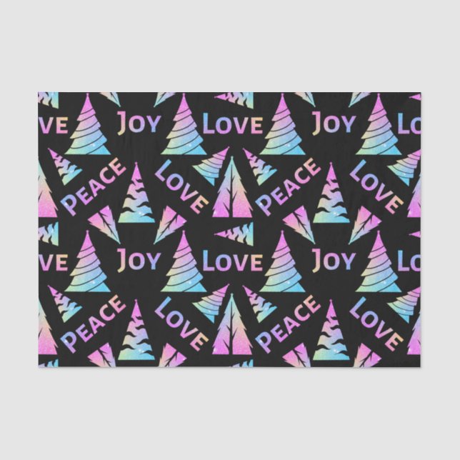 Peace Joy Love Christmas Tree Tissue Paper (Front)