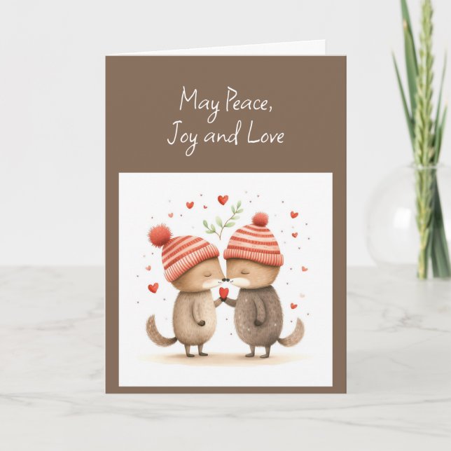 Peace Joy Love Christmas Wishes Card (Front)