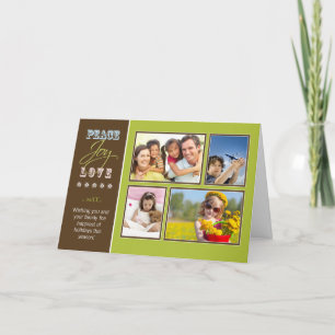 Peace-Joy-Love custom Family Holiday Card (lime)