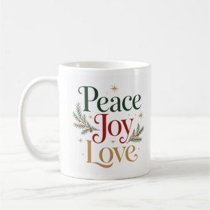 Peace Joy Love Elegant Vintage Typography Coffee Mug