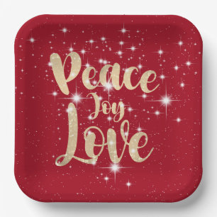 Peace Joy Love In Stars Paper Plate