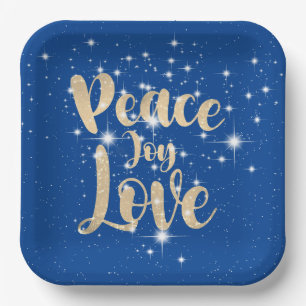 Peace Joy Love In Stars Paper Plate