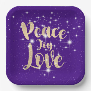 Peace Joy Love In Stars   Paper Plate