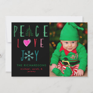 Peace Joy & Love Photo Flat Holiday Card