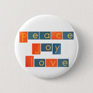 PEACE JOY LOVE Sandpaper Letters 2 Inch Round Button