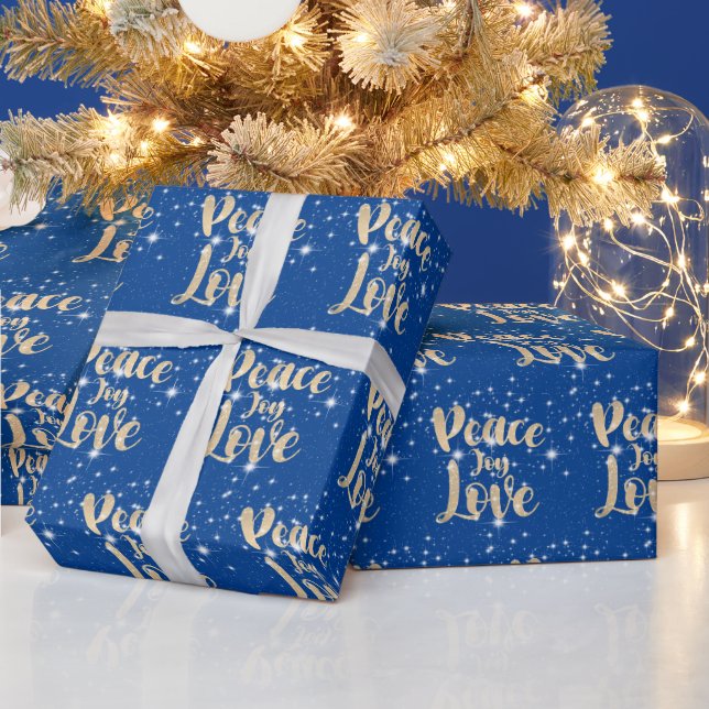 Peace Joy Love with Stars  Wrapping Paper (Holidays)