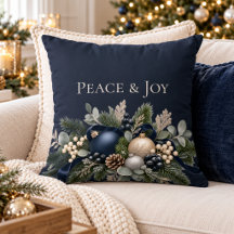 Peace & Joy Midnight Navy Elegant Christmas Throw