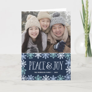 Peace & Joy   Modern Folded Holiday Photo Card