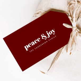 Peace & Joy   Modern Minimalist Christmas Present  Gift Tags