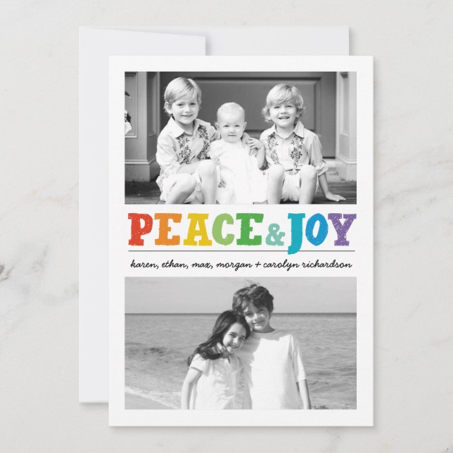 Peace & Joy Multi x 2 Holiday Card (Front)