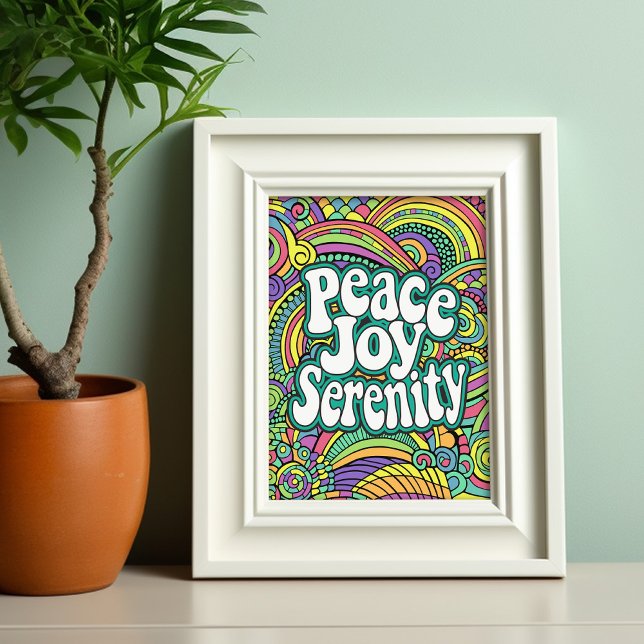 Peace Joy Serenity Abstract Pattern Adult Colourin Letterhead (Coloring page - peace joy serenity)