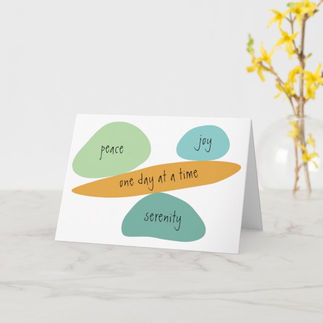Peace, Joy, Serenity, One Day at a Time, Card (Yellow Flower)