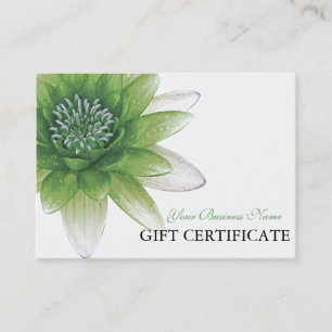 Peace l Beautiful Green Lotus Certificat cadeau