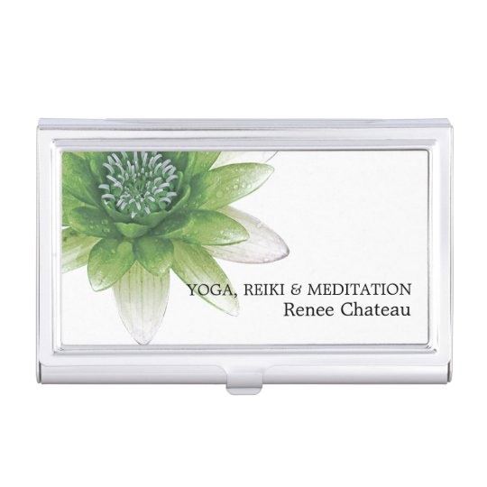 Peace l Beautiful Green Lotus Flower/Water Lily Business Card Holder