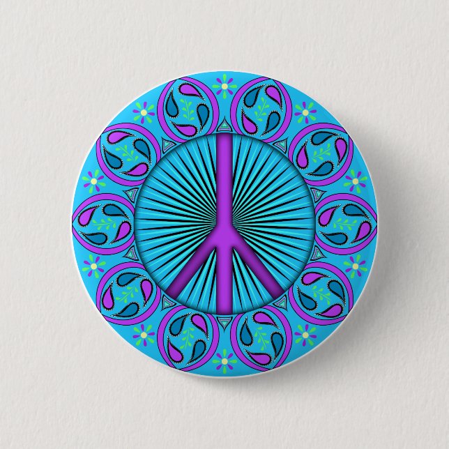 Peace ~ Leaf 2 Inch Round Button (Front)