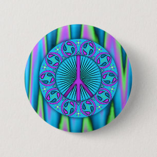 Peace ~ Leaf 2 Inch Round Button